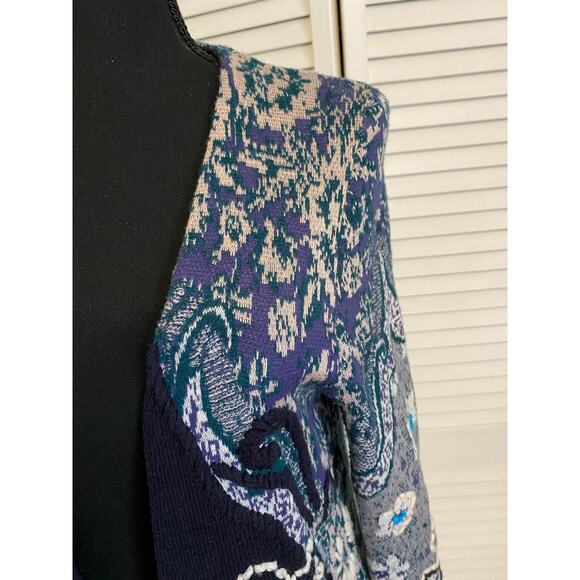 Anthropologie HWR MONOGRAM Emmia Hand Stitched‎ Embroidered Cardigan Sweater S - Picture 4 of 7